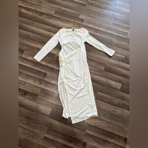 Elegant White pregnancy mom Long Sleeve Dress